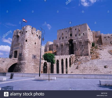 Aleppo Castle Castle Gate Aleppo Syria Middle East Middle East Stock Photo, Royalty Free Image ...