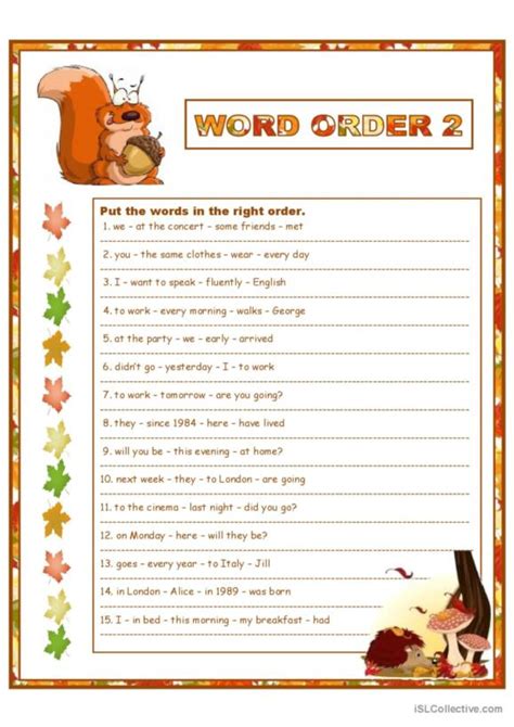 613 Word Order English Esl Worksheets Pdf And Doc