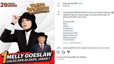 Lagi Sibuk Nyaleg Nama Melly Goeslaw Hancur Pasca Diduga Selingkuh