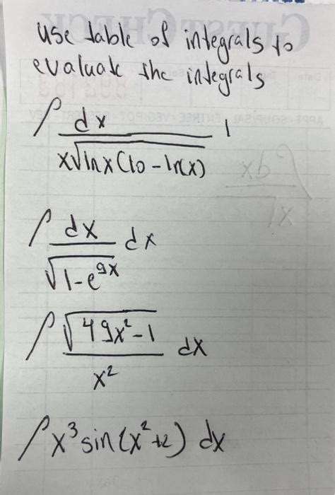 Solved Use Table Of Integrals To Evaluate The Integrals