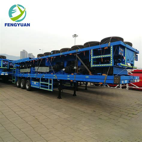 Fengyuan Axles Ft Container Truck Flatbed Semi Trailer Flatbed