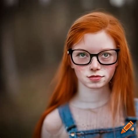 Red Haired Girl With Twintails Freckles And Glasses In Dungarees On Craiyon