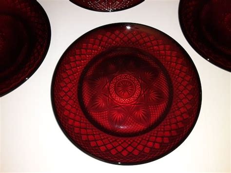 Vintage Red Luminarc Cristal Darques Jg Durand Glass Dinner Etsy