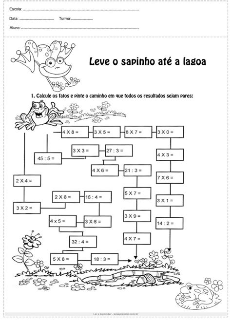 Atividades De Divisão 2 Ano Para Imprimir - Atividades de multiplicação e divisão 2º ano - Para Imprimir