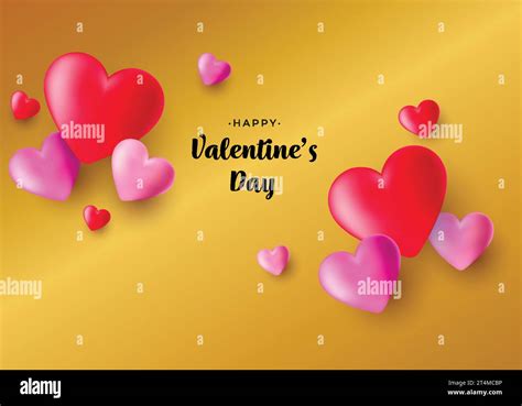 Happy Valentines Day Gold Background Royalty Free Vector Stock Vector