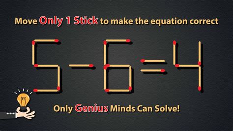 Move Only 1 Stick To Make Equation Correct Brain Teaser Matchstick