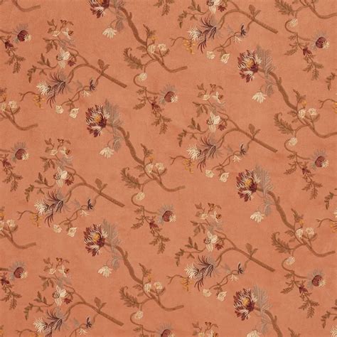 Apricot Coral Asian Floral Microfiber Upholstery Fabric K3220 KOVI