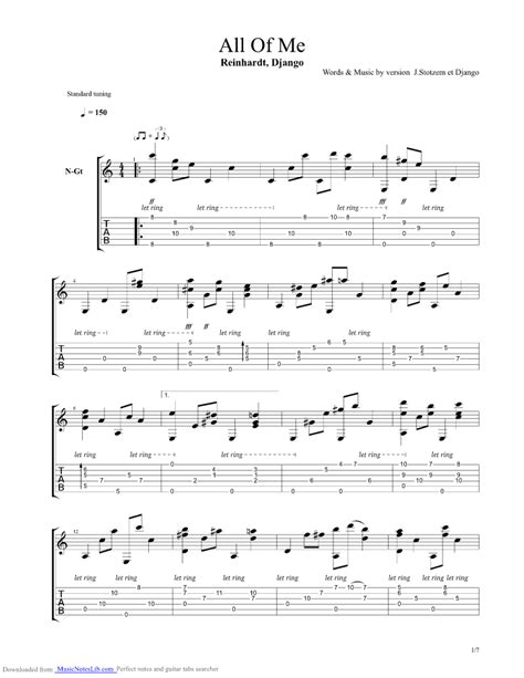 All Of Me Guitar Pro Tab By Django Reinhardt Musicnoteslib