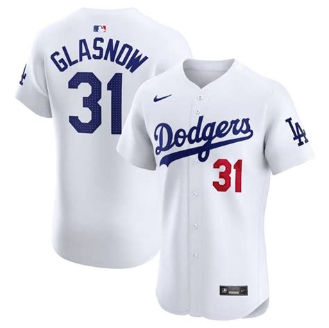 Mens Los Angeles Dodgers 31 Tyler Glasnow White 2024 Home Elite Stitched Jersey