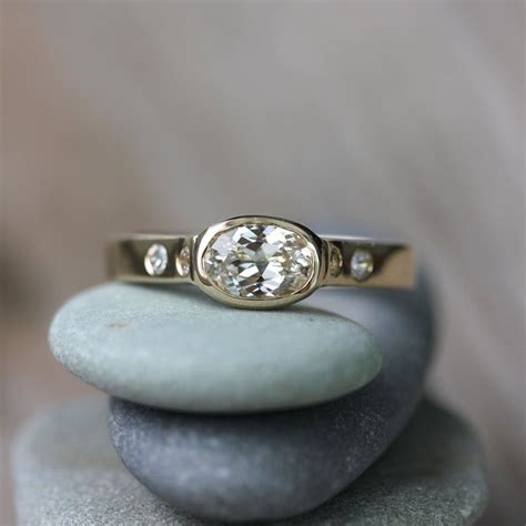 White Sapphire Engagement Ring In 14k Yellow Gold Conflict Etsy