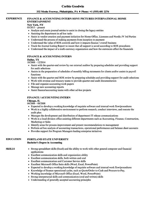 Sample Resume Accounting Internship