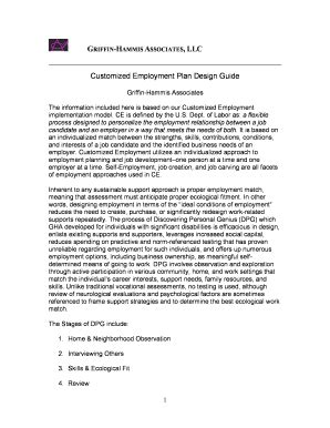 Fillable Online Customized Employment Plan Design Guide Fax Email Print