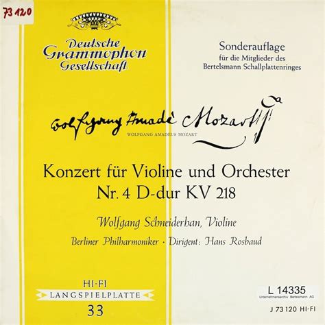 Hans Rosbaud Berliner Philharmoniker Wolfgang Schneiderhan Mozart