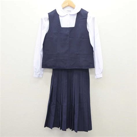 【中古】神奈川県 大和市立鶴間中学校 女子制服 3点 ベスト・シャツ・スカート Sf060933 中古制服通販パレイド