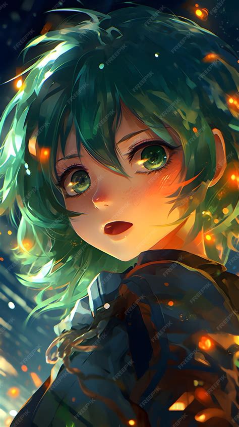 Premium Photo | Anime Girl green hair Wallpaper