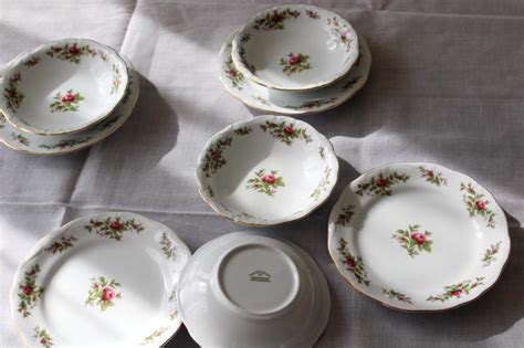 Moss Rose pink roses china Johann Haviland Traditions fruit bowls bread ...