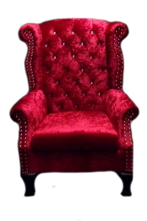 Fauteuil Chesterfield Vintage Aspect Velours Rouge Luckyfind