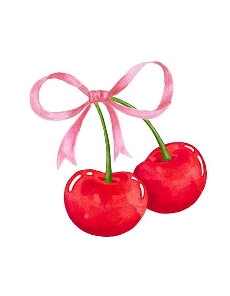 Coquette Charm Svg Pdf Set Cherries And Pink Bow Digital Design