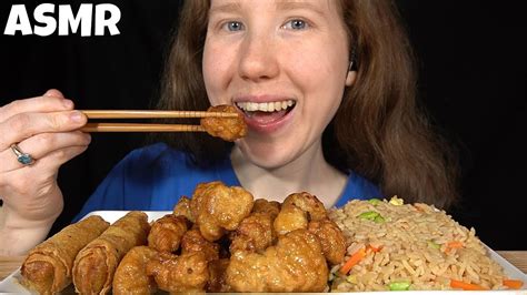 ASMR ORANGE CHICKEN CHINESE FOOD MUKBANG No Talking EATING SOUNDS