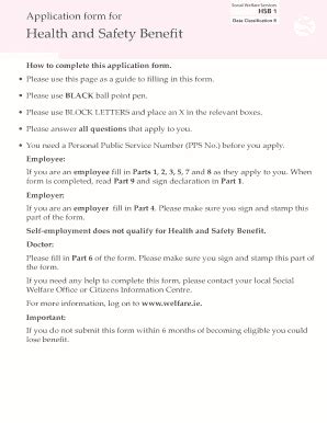 Fillable Online Welfare Health And Safety Benefit Application Form