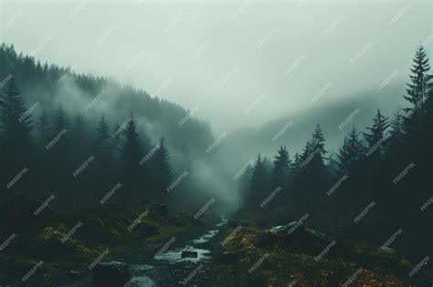 Misty foggy forest wallpaper | Premium AI-generated image