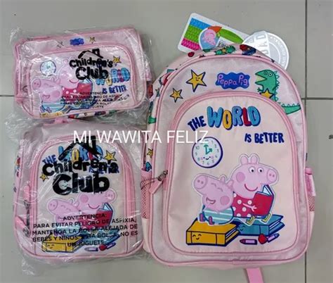 Pack Mochila Peppa Pig George Oficio Lonchera Cartuchera Envío gratis