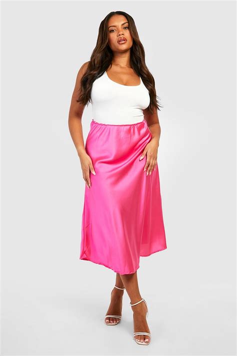 Plus Satin Slip Midi Skirt Boohoo Usa