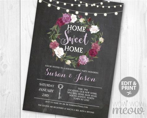 Home Sweet Home Rustic Housewarming Invitation New House Etsy Uk