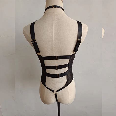 Churchf New Mesh Air Permeable Three Point Strap Sexy Hollow Sex Dress