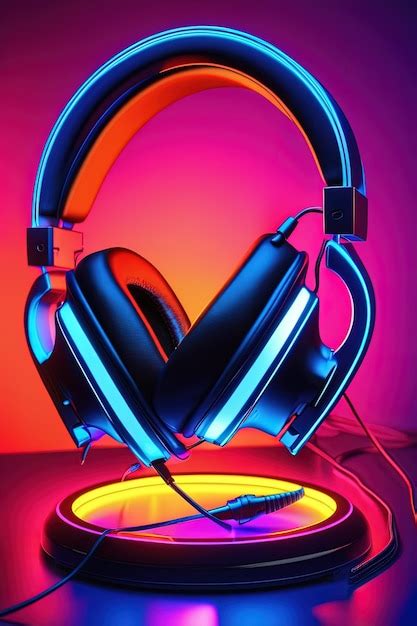 Premium AI Image | a pair of headphones with a glowing led light.