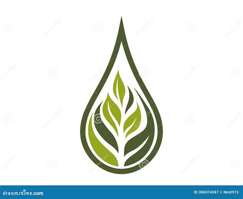 Eco Icon Green Plant In Drop Botanical Organic And Nature Symbol