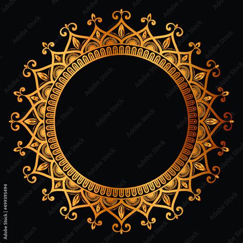 Luxury Golden Circle Frame With Vintage Mandala Gold Circular Pattern