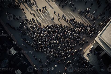 Protesting crowd at city street. Protesting people marching at city