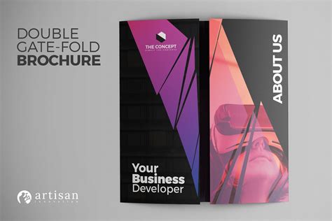 double gate fold brochure brochure templates creative market