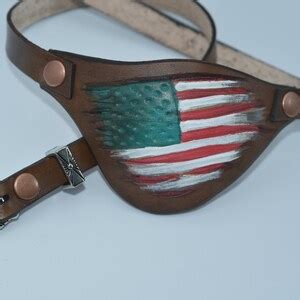 Us Flag Distressed Leather Eye Patch With Adjustable Buckle For Unisex