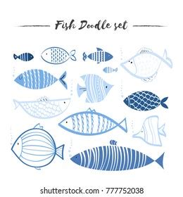 Fish Doodle Set Stock Vector Royalty Free 777752038 Shutterstock