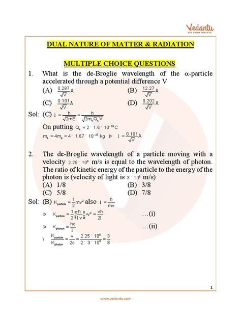 Dual Nature of Matter & Radiation | PDF | Electronvolt | Photoelectric ...