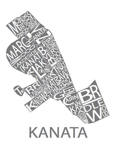 Typographic Map of Kanata Ontario Ottawa Area Map - Etsy