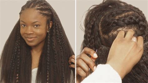 How To Fulani Braids With Sew In Weave In Back Tutorial Youtube