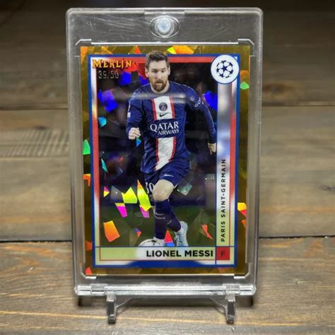 2022 TOPPS MERLIN Chrome UEFA LIONEL MESSI 104 Gold Atomic Refractor