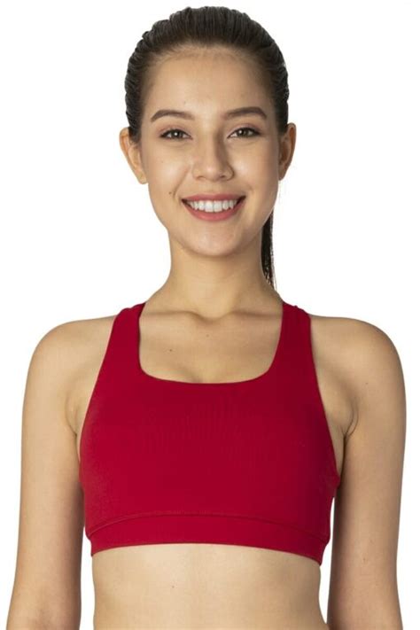 Criss Cross Mesh Sports Bra In Color Red By Chandra Yoga Active