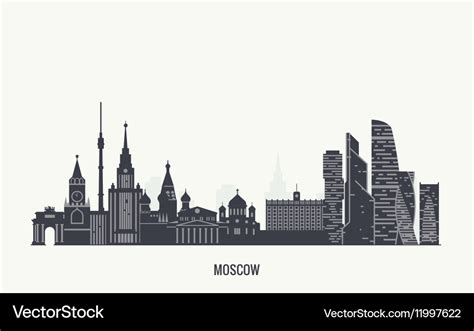 Moscow skyline silhouette Royalty Free Vector Image