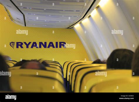 The Interior Cabin Inside Of A Budget Cheap Airline Flights Ryanair