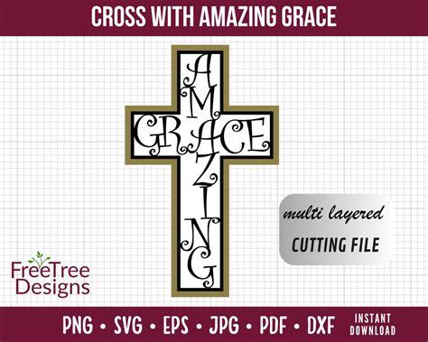 Amazing Grace Cross Svg Christian Symbol Png Jesus Cross Laser