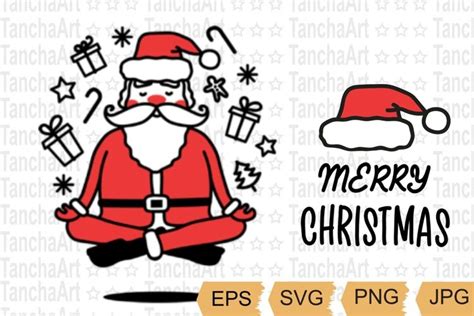 Santa meditation svg, png Christmas yoga namaste printable