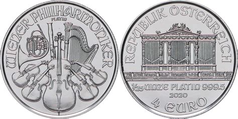 Österreich 4 Euro Wiener Philharmoniker 2020 Platin Stgl 129 Euro