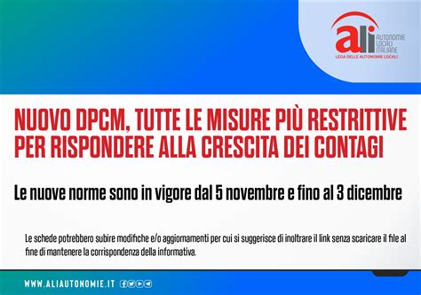 Firmato Il Nuovo Dpcm Ecco Tutte Le Nuove Misure Nelle Schede Ali