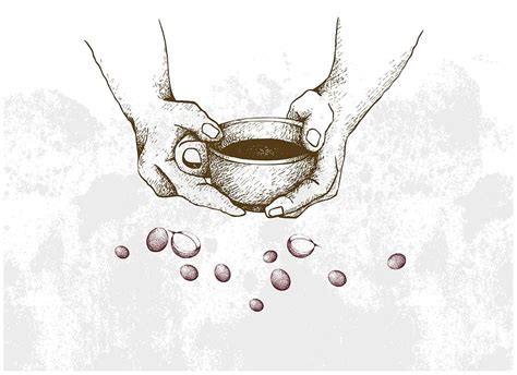 Hand Drawn Of Hand Holding A Cup Hot Coffee Drawing By Iam Nee Pixels