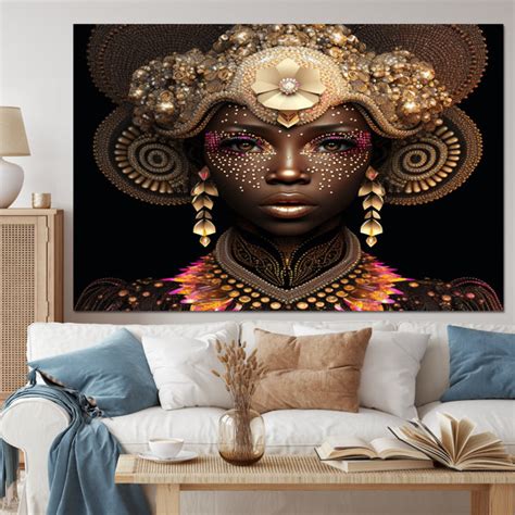 Bungalow Rose Exquiste African Woman Design V African American Canvas Wall Art Wayfair