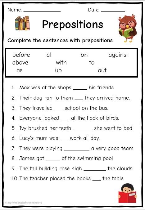 Free Prepositions Worksheet With Answers Download Free Prepositions Worksheet With Answers Png